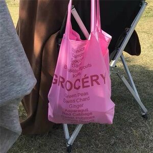 Pink Grocery Tote Bag